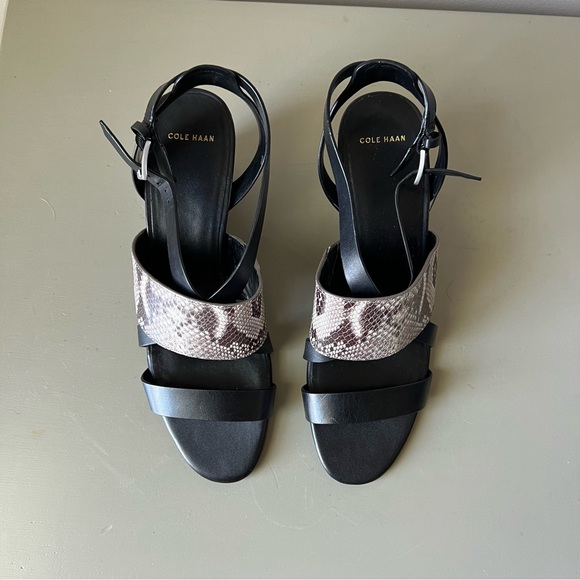 Cole Haan Women's Helena Snake Embossed Leather Wedge Heel Sandal size 10 B - Picture 2 of 7